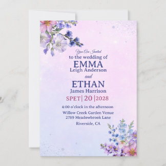 Convites casamento de plum lavanda azul heather periwinkle 