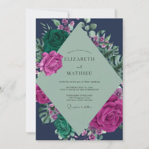 Convites Casamento de Pluma de Meia-Noite Monstera Eucalipt