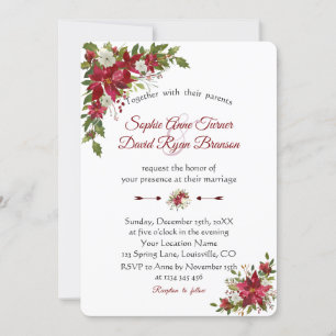 Convites Casamento de Poinsettia Branca de Natal