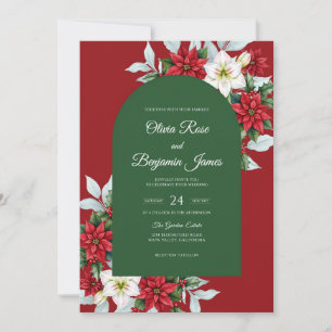 Convites Casamento de Poinsettia Carmesim Poeira de Inverno