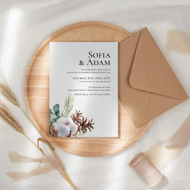 Convites Casamento de Poinsettia Watercolor Floral de inver (Criador carregado)