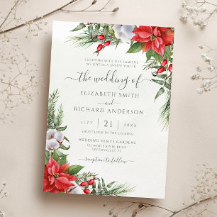 Convites Casamento de Poinsettia Winter Greenery