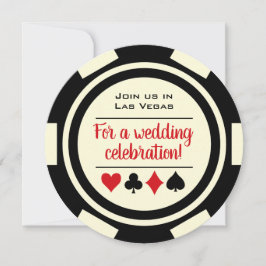 Convites Casamento de Poker Chip Black Off White Las Vegas