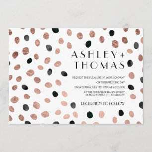Convites Casamento de pontos de água pretos rosa de ouro m