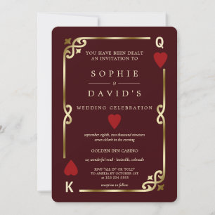 Convites Casamento de Pôquer do Deep Burgundy Casino Las Ve