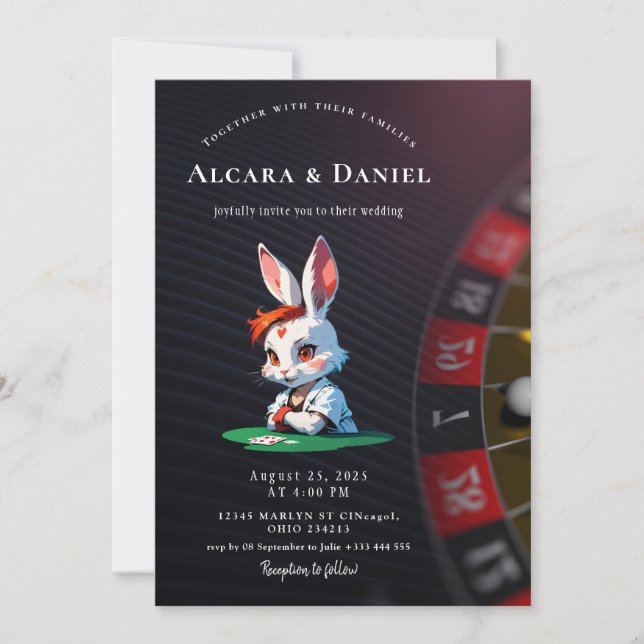 Convites Casamento de Pôquer no Casino Las Vegas (Frente)