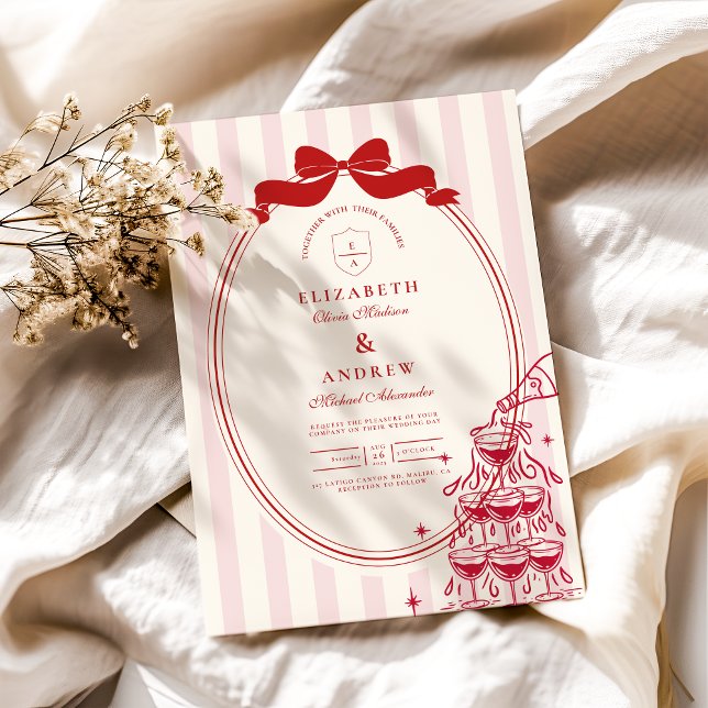 Convites Casamento de Porodle da Torre de Champanhe Whimsic (Criador carregado)