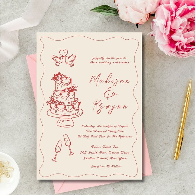 Convites Casamento de Portas Desenhadas à Mão (Criador carregado)