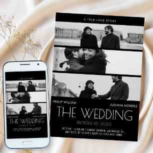 Convites Casamento de poster de cobrir de filme minimalista