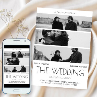 Convites Casamento de poster de cobrir de filme minimalista