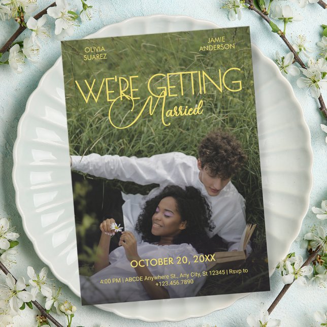 Convites Casamento de poster de filme de romance minimalist (Criador carregado)