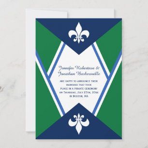Convites Casamento de Posto Azul Kelly Verde Marinho Modern