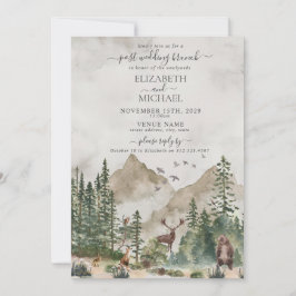 Convites Casamento de Posto de Animais de Montanha Woodland