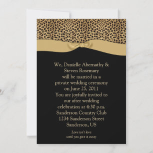 Convites Casamento de Posto de Fita Preta de Leopard Imprim