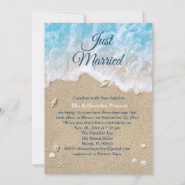 Convites Casamento de Posto de Recem casados Blue Beach Wav