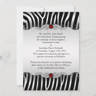 Convites Casamento de Posto Negra-Zebra Vermelha Silver Cas