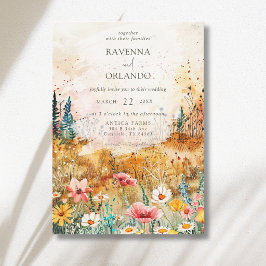 Convites Casamento de Prado de Flores Silvestres Coloridas