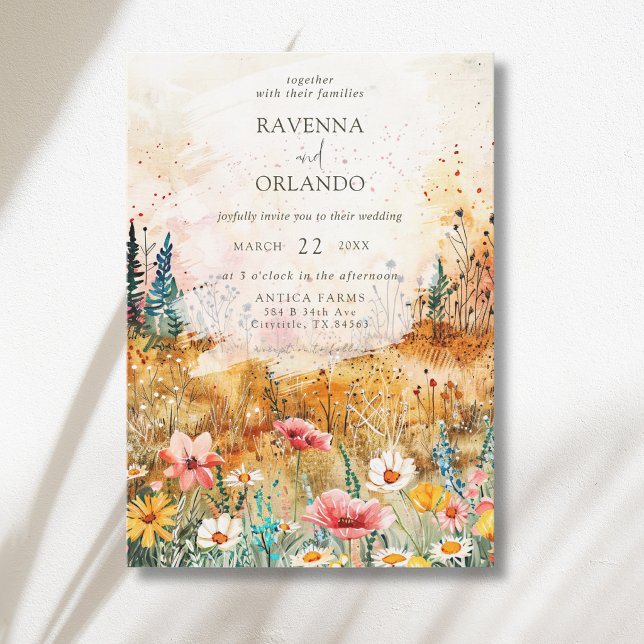 Convites Casamento de Prado de Flores Silvestres Coloridas  (Criador carregado)