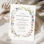 Convites Casamento de Prados de Flores Selvagem Elegante<br><div class="desc">Convites florais elegantes com detalhes de seu casamento cercados por um quadro oval de flores silvestres e folhagem de cor d'água em tons de rosa, amarelo, roxo, azul e verde. Os convites ao contrário mostram um buquê colorido de flores silvestres e verde. Os convites para casamento de flor selvagem rústica...</div>