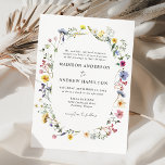 Convites Casamento de Prados de Flores Selvagem Elegante<br><div class="desc">Convites florais elegantes com detalhes de seu casamento cercados por um quadro oval de flores silvestres e folhagem de cor d'água em tons de rosa, amarelo, roxo, azul e verde. Os convites ao contrário mostram um buquê colorido de flores silvestres e verde. Os convites para casamento de flor selvagem rústica...</div>
