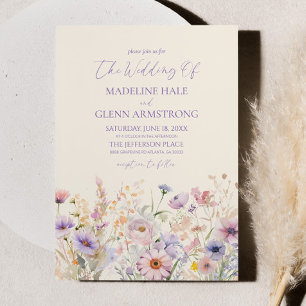 Convites Casamento de Prados de Flores Selvagens, Rosa Eleg