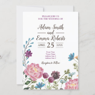 Convites Casamento de Prados de Prados de Flores Selvagens 