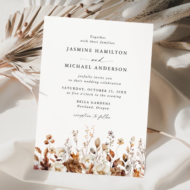 Convites Casamento de Prados Florais Rustic Autumn (Criador carregado)