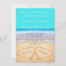 Casamento de Praia 2 Corações Areia Azul