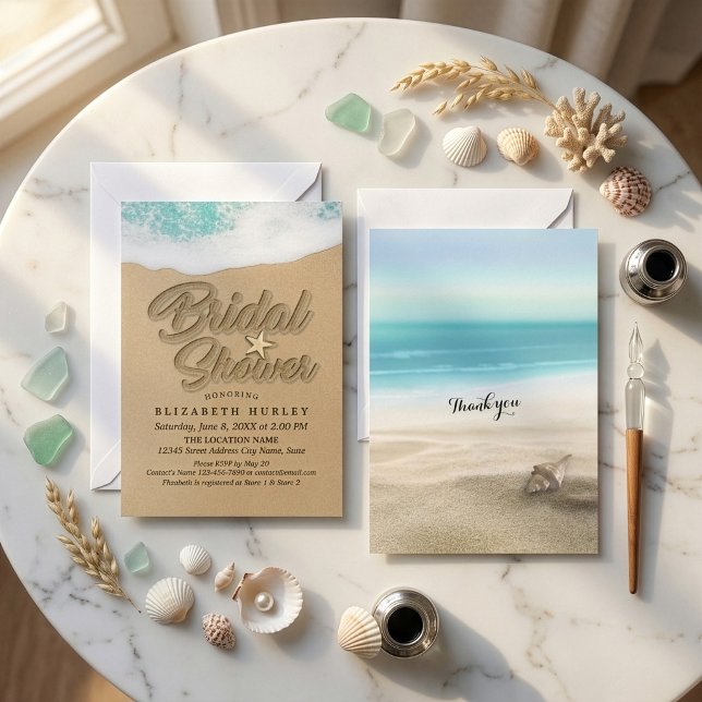 Convites Casamento de Praia Arenosa de Verão Chuveiro Nupci (Criador carregado)