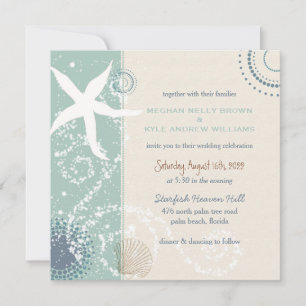 Convites Casamento de Praia Azul Grayed Jade Dusky