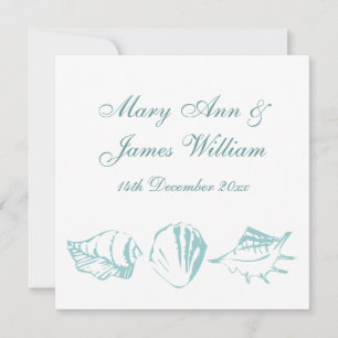 Convites Casamento de Praia Blue Seashells