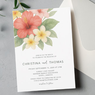 Convites Casamento de praia com aquarela tropical