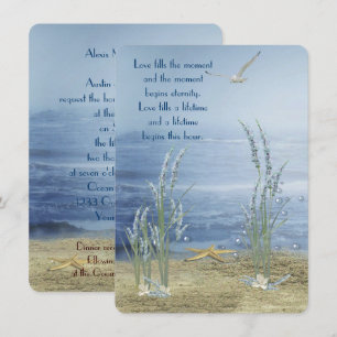 Convites casamento de praia com estrela do mar e gaivota