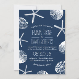 Convites Casamento de praia com estrelas-do-Marinho náutico
