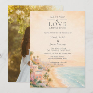Convites Casamento de Praia com Foto de Destino em Miami Be