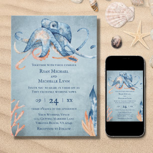 Convites Casamento de Praia com Octopus Sea Life