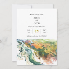 Convites Casamento de praia com paisagem costeira vibrante