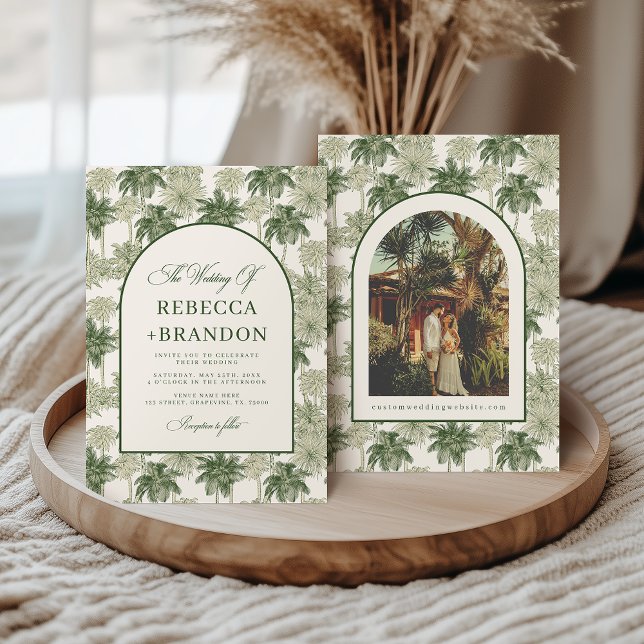 Convites Casamento de Praia com Palmeira Antiga Toile De Jo (Criador carregado)