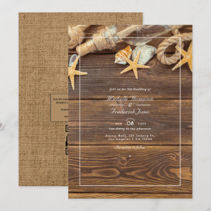 Convites Casamento de Praia com RSVP por Código QR Rústico