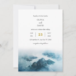 Convites Casamento de Praia da Ilha Tropical de Dusty Blue