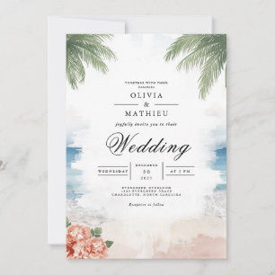 Convites Casamento de Praia da Palm Breeze Costeira