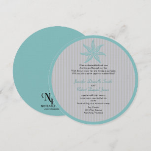 Convites Casamento de Praia de Aqua Starfish Stripe