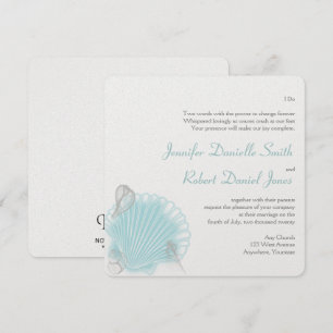 Convites Casamento de praia de Blue Seashell