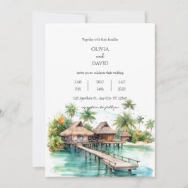 Convites Casamento de Praia de Bungalows, Ilhas Costeiras e