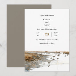 Convites Casamento de Praia de Cenas Costeiras Art Watercol