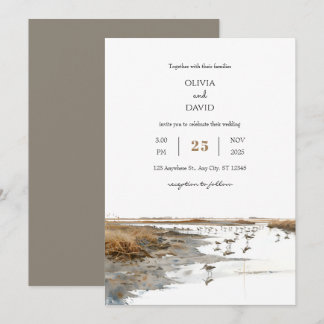 Convites Casamento de Praia de Cenas Costeiras Art Watercol