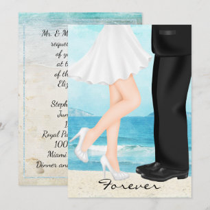 Convites Casamento de Praia de Destino com Noiva e Groom