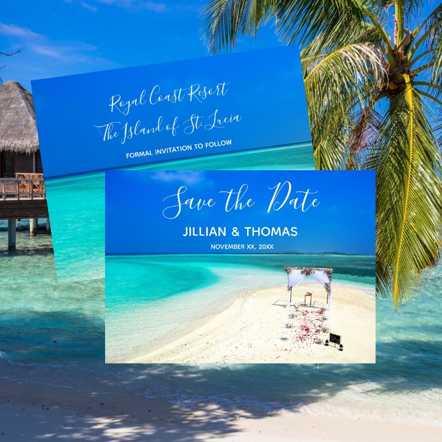 Convites Casamento de Praia de Destino - Salva-A-Data (Destination Beach Wedding Save-The-Date Invitation)
