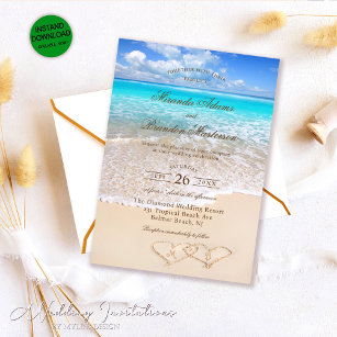 Convites Casamento de praia de destino tropical do oceano a