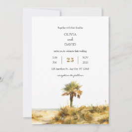 Convites Casamento de praia de Dune Palm Tree, Ouro Tropica